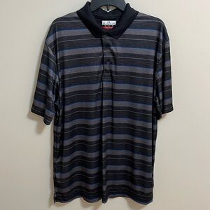 Grand slam polo golf shirt XL black gray blue horizontal stripe pattern pullover
